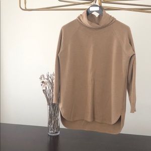 Wide neck tan (camel color) sweater